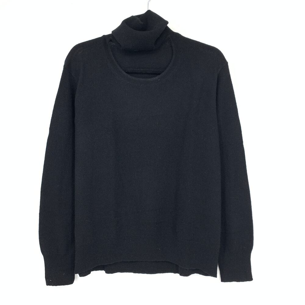360 Cashmere Sweater Womens Size Small Black Turtleneck Pullover Long Sleeve